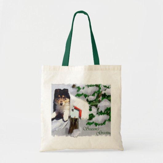 Driekleurige Collie Puppy kerstcadeaus Tote Bag (Voorkant)