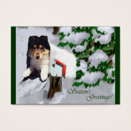 Driekleurige Collie Puppy kerstcadeaus Visitekaartje