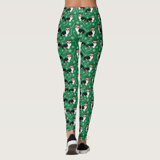 Driekleurige Corgi-kerstLeggings Leggings (Achterkant)