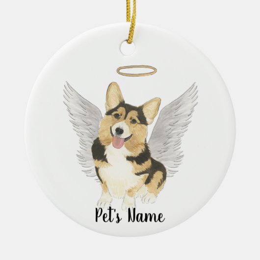 Driekleurige Corgi Sympathie Herdenkingspilaar Kaa Keramisch Ornament (Voorkant)