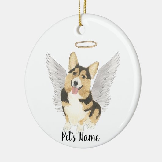 Driekleurige Corgi Sympathie Herdenkingspilaar Kaa Keramisch Ornament (Links)