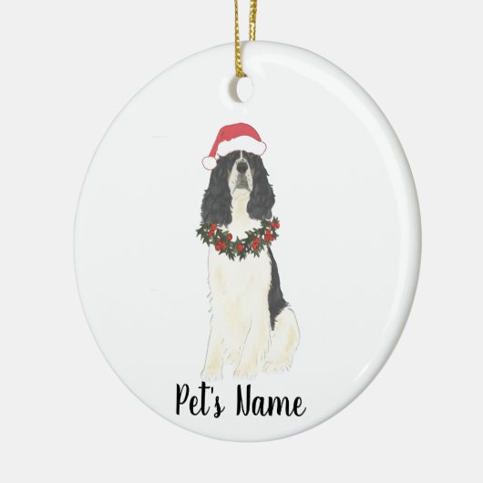 Driekleurige Engelse Springer Spaniel Kerst Keramisch Ornament (Links)