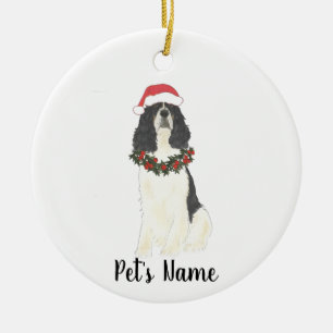 Driekleurige English Springer Spaniel Kerstmis Keramisch Ornament