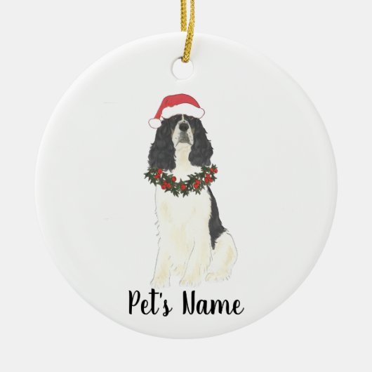 Driekleurige English Springer Spaniel Kerstmis Keramisch Ornament (Voorkant)