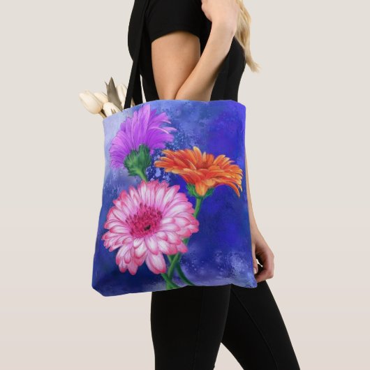 Driekleurige Gerberas-Canvas tas (Dichtbij)
