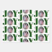 Driekleurige groene Joy Christmas vakantiefoto Inpakpapier Vel (Voorkant)