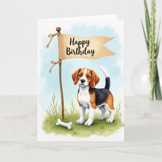 Driekleurige Hound Verjaardagskaart Kaart (Voorkant)