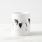 Driekleurige illustratie van het Hondenras Papillo Koffiemok (Center)