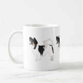 Driekleurige illustratie van het Hondenras Papillo Koffiemok (Links)