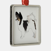 Driekleurige illustratie van het Hondenras Papillo Metalen Ornament (Rechts)