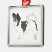 Driekleurige illustratie van het Hondenras Papillo Metalen Ornament (Links)