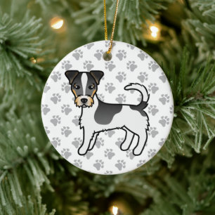 Driekleurige Jack Russell Terrier-hond met ruwe va Keramisch Ornament