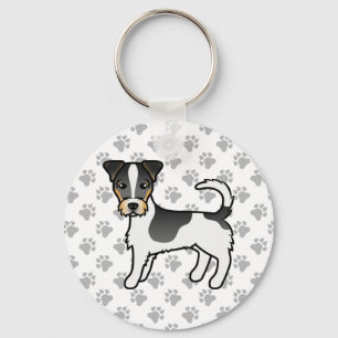 Driekleurige Jack Russell Terrier-hond met ruwe va Sleutelhanger