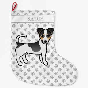 Driekleurige Jack Russell Terrier met gladde vacht Grote Kerstsok