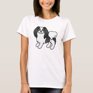 Driekleurige Japanse Chin Cartoon Hond T-shirt