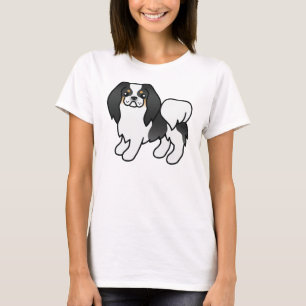 Driekleurige Japanse Chin Cute Cartoon Hond T-shirt