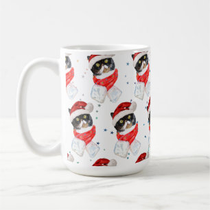 Driekleurige Katten Kerst Aquarel met Sjaal Koffiemok