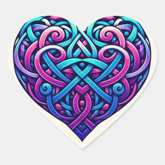Driekleurige Keltische Hart Sticker (Voorkant)