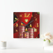 Driekleurige kerstkaarsenklok vierkante klok (Huis)