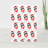 Driekleurige Kerstkat Aquarel met Sjaal Feestdagen Kaart (Achterkant)