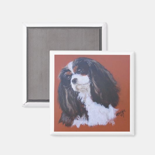 Driekleurige King Charles Cavalier Magnet (Voorkant / Achterkant)