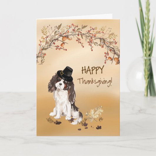 Driekleurige King Charles Spaniel Grappige Thanksg Kaart (Voorkant)