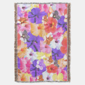 driekleurige mozaïek hibiscus bloemen, deken (Voorkant Verticaal)