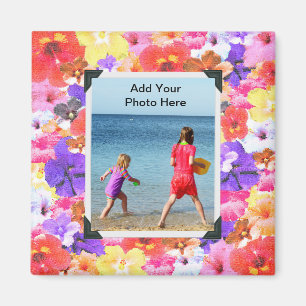 driekleurige mozaïek hibiscus bloemen, magneet