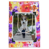 driekleurige mozaïek hibiscus bloemen, medium cadeauzakje (Achterkant)