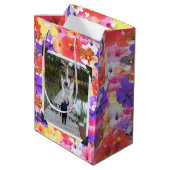 driekleurige mozaïek hibiscus bloemen, medium cadeauzakje (Achterkant Gekanteld)