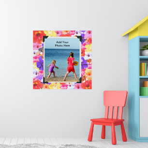 Driekleurige Mozaïek Hibiscus Bloemen, Poster