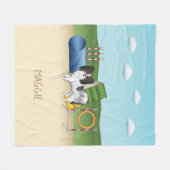 Driekleurige Papillon Agility Hond Met Aangepaste  Fleece Deken (Voorkant (Horizontaal))