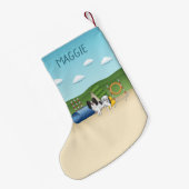 Driekleurige Papillon Agility Hond Met Aangepaste  Kleine Kerstsok (Achterkant (Hangend))