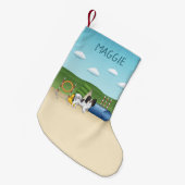 Driekleurige Papillon Agility Hond Met Aangepaste  Kleine Kerstsok (Voorkant (Hangend))