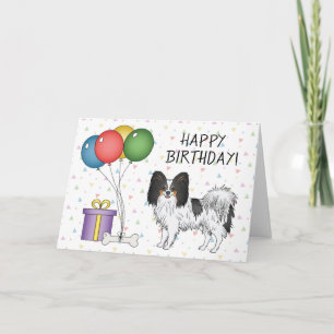 Driekleurige Papillon Cartoon Hond Gefeliciteerd Kaart