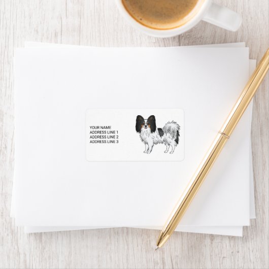 Driekleurige Papillon Cute Hond Met Uw Aangepaste  Etiket (Insitu)