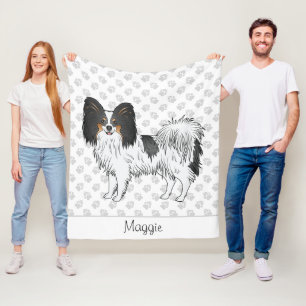 Driekleurige Papillon Gelukkige Hond Met Pootjes E Fleece Deken