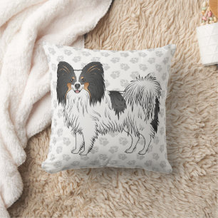 Driekleurige Papillon Lieve Cartoon Hond Met Pootj Kussen