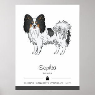 Driekleurige Papillon Lieve Gelukkige Hond Met Aan Poster
