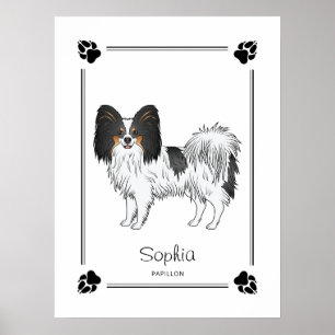 Driekleurige Papillon Lieve Hond Met Pootjes En Te Poster