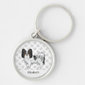 Driekleurige Papillon Mooie Hond Met Aangepaste Na Sleutelhanger (Voorkant)