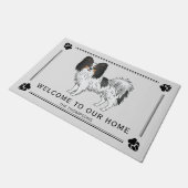 Driekleurige Papillon Mooie Hond Met Aangepaste Te Deurmat (Schuin)