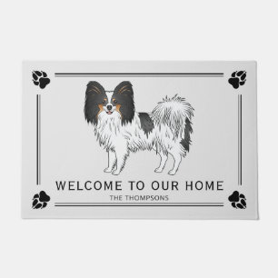 Driekleurige Papillon Mooie Hond Met Aangepaste Te Deurmat