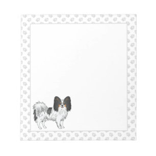 Driekleurige Papillon Schattige Cartoon Hond Met G Notitieblok