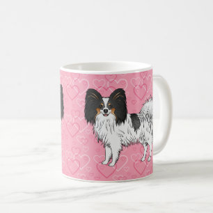 Driekleurige Papillon Schattige Cartoon Hond Op Ro Koffiemok