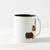 Driekleurige Pembroke Corgi Flower-Mok | CorgiDing Tweekleurige Koffiemok (Voorkant rechts)