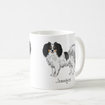 Driekleurige Phalène Cartoon Hond Met Aangepaste N