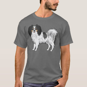 Driekleurige Phalène Cartoon Hond Perfect Voor Hon T-shirt