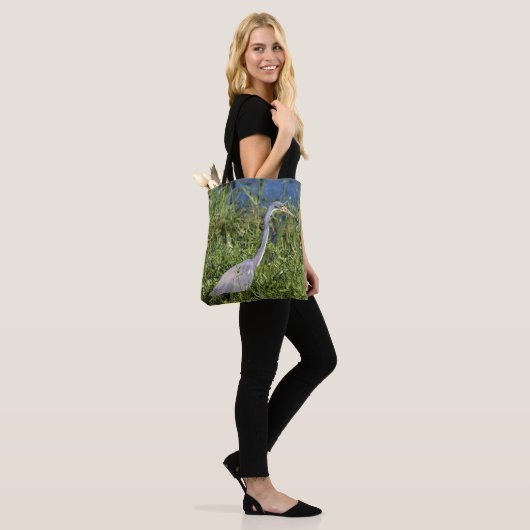driekleurige reiger tote bag (Op model)