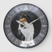 Driekleurige Rough Collie-hond op Zwarte Romeinse